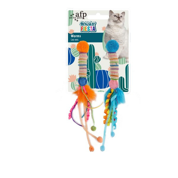 All For Paws Whisker Fiesta Worm Two Pack Cay Toys