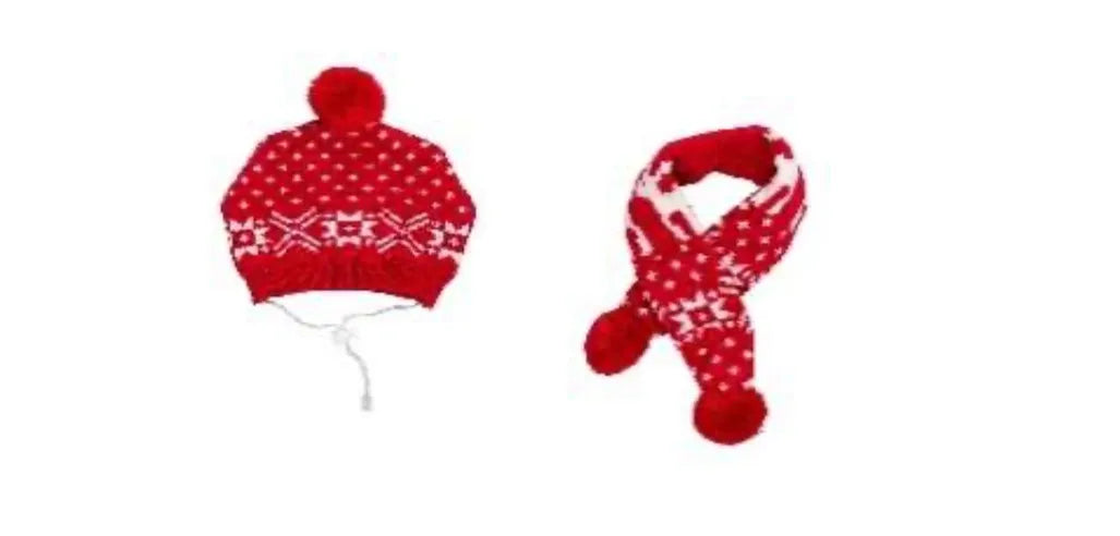 House of Paws Reindeer Fairisle Hat & Scarf Set One Size