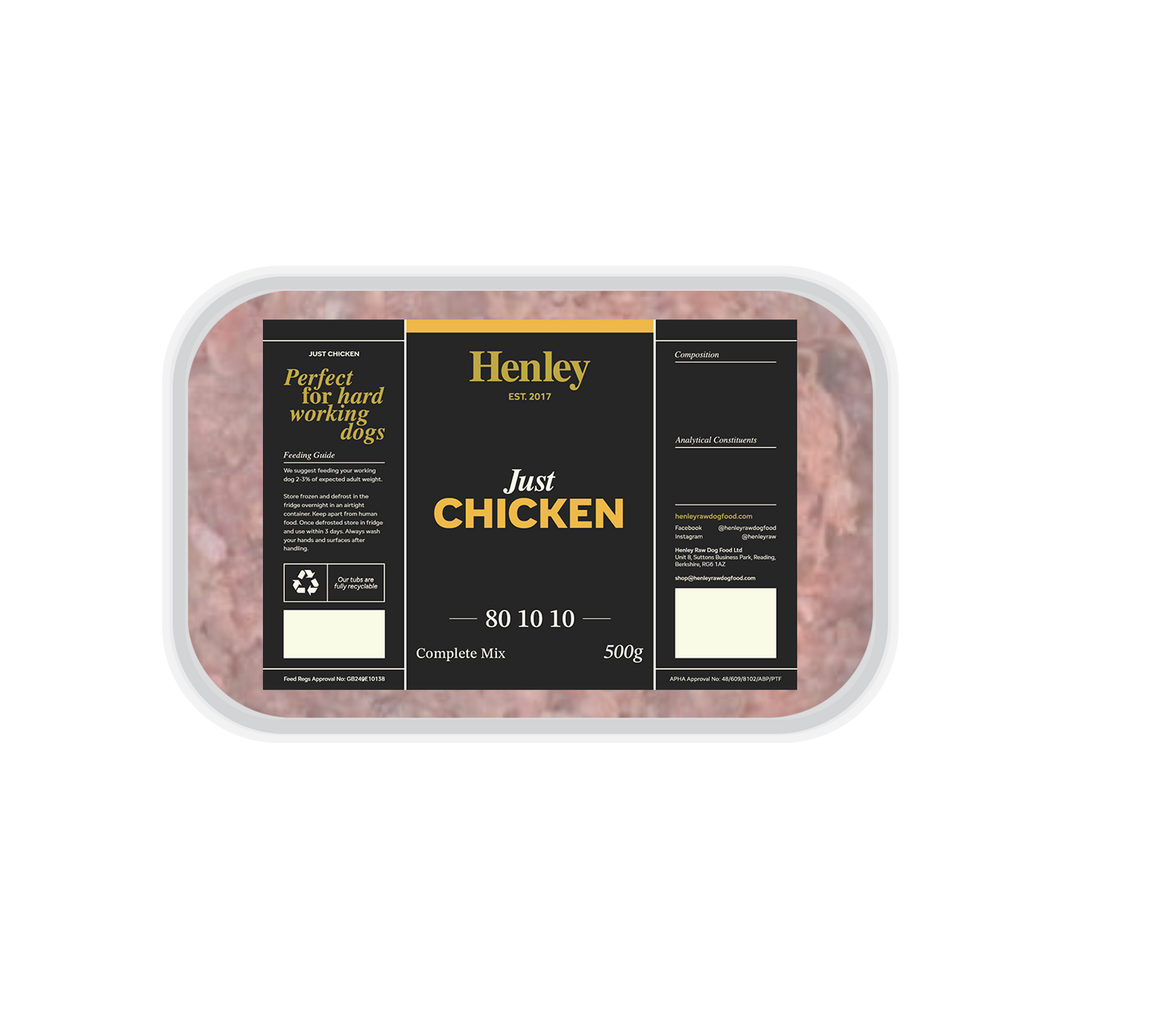 Henley Raw Just Chicken 80/10/10 500g