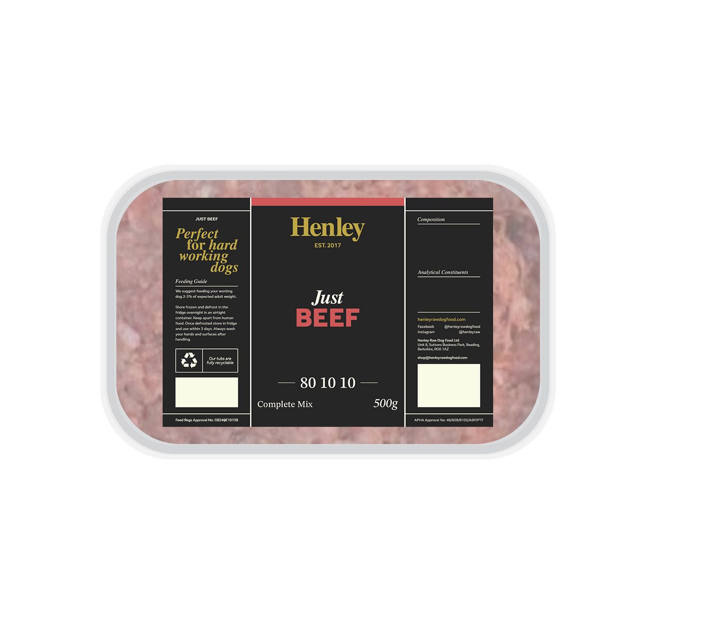 Henley Raw Just Beef 80/10/10 500g