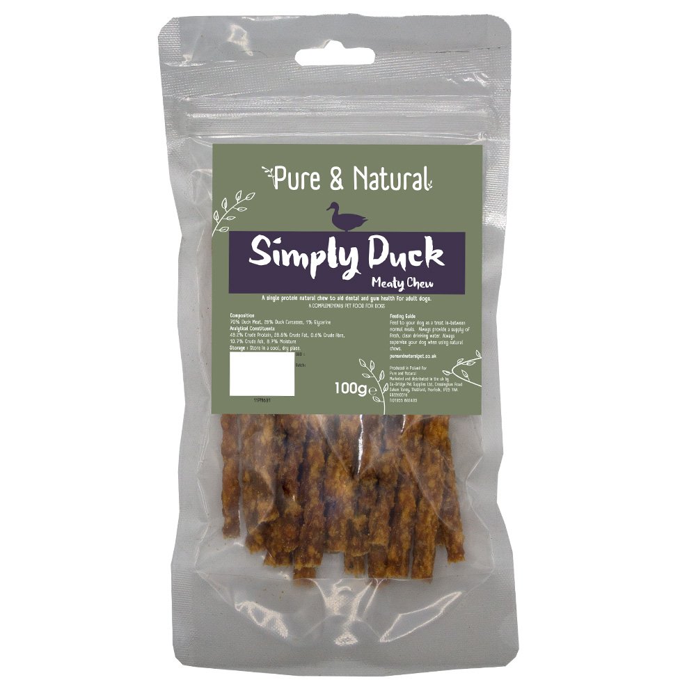 Pure & Natural Simply Duck Meaty Sticks 100g