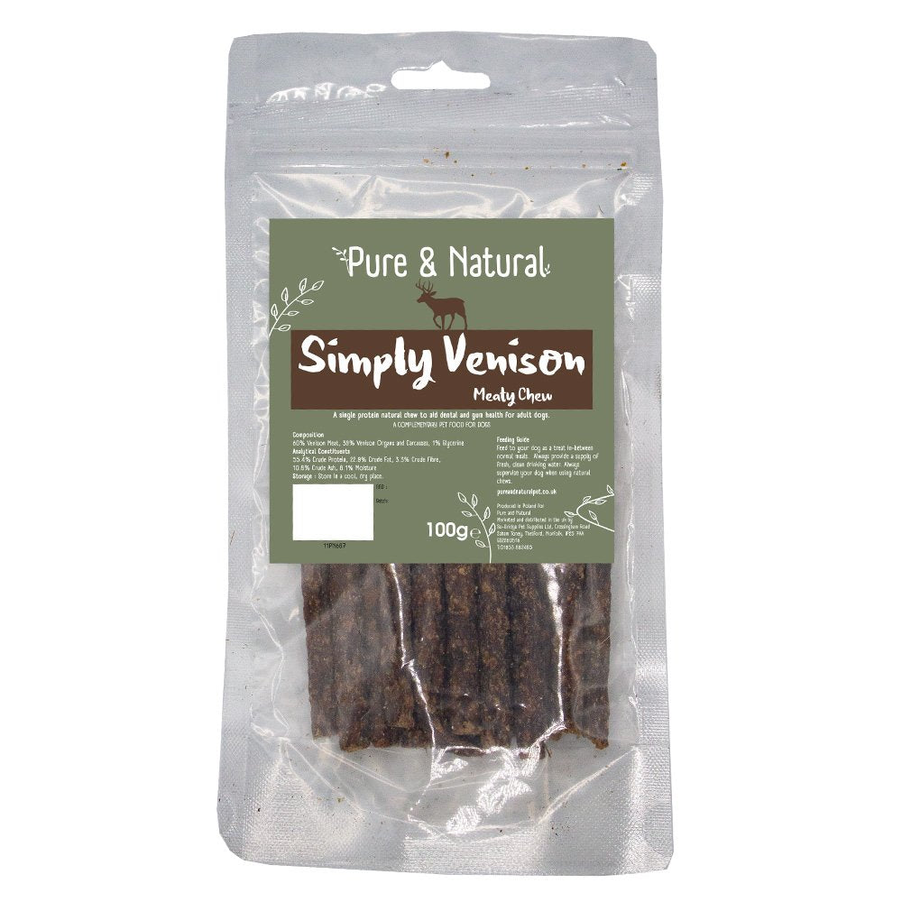 Pure & Natural Simply Venison Meaty Sticks 100g