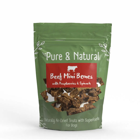 Pure & Natural Beef Mini Bones with Raspberries & Spinach 100g