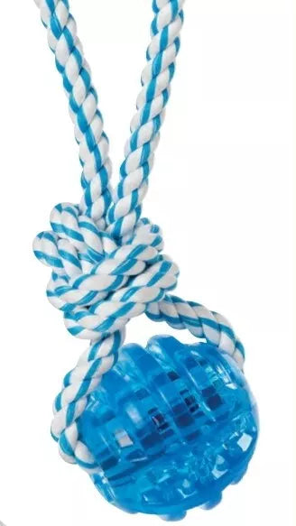 House of Paws Blue Rubber & Rope Ball Thrower