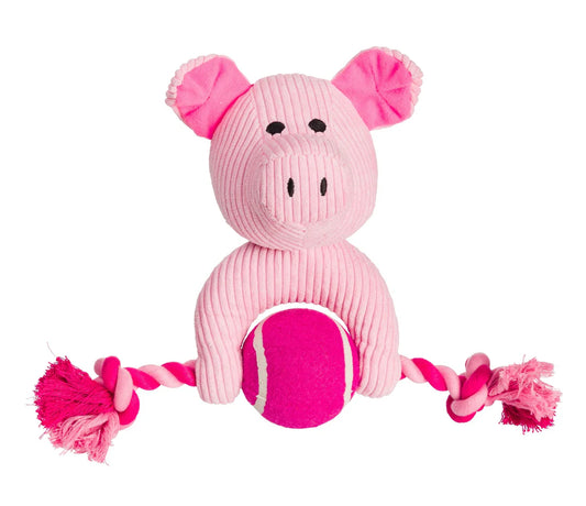 House of Paws Cord Pig with Tennis Ball