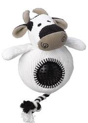 House of Paws Cord Toy with Spiky Ball Cow