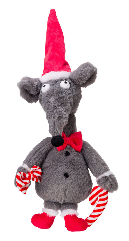 House of Paws Grey Christmas Rat Toy