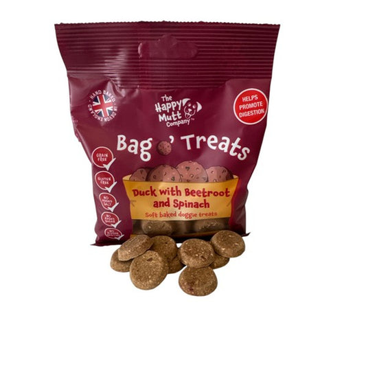 Happy Mutt Bag o' Treats Duck with Beetroot and Spinach Soft Bakes 85g