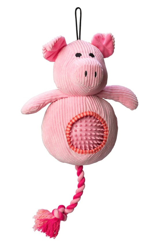 House of Paws Cord Toy with Spiky Ball Pig