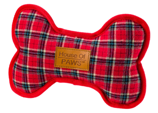 House of Paws Red Tweed Dog Bone