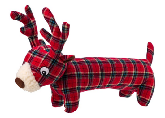 House of Paws Red Tweed Long Reindeer Dog Toy
