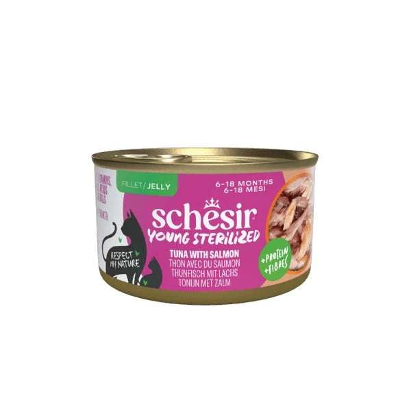 Schesier Young Sterilized Tuna with Salmon Fillets Can 85g