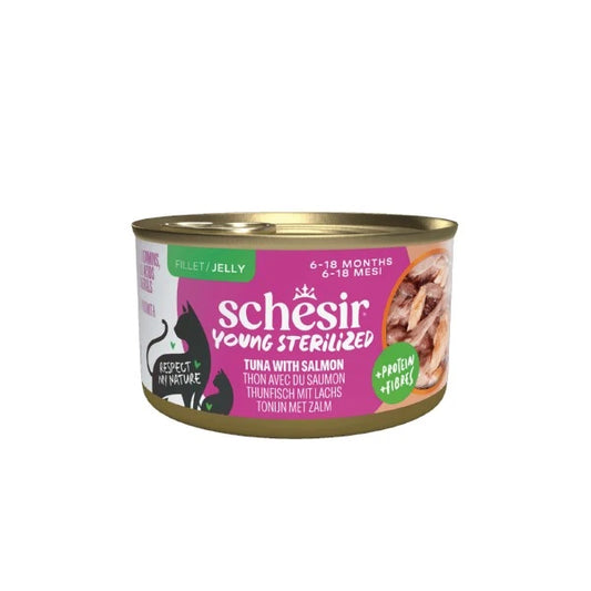 Schesier Young Sterilized Tuna with Salmon Fillets Can 85g