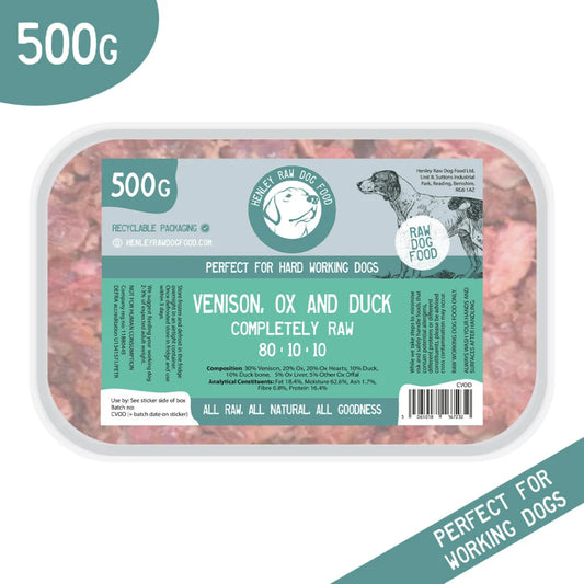 Henley Raw Venison, Ox and Duck 80/10/10 500g