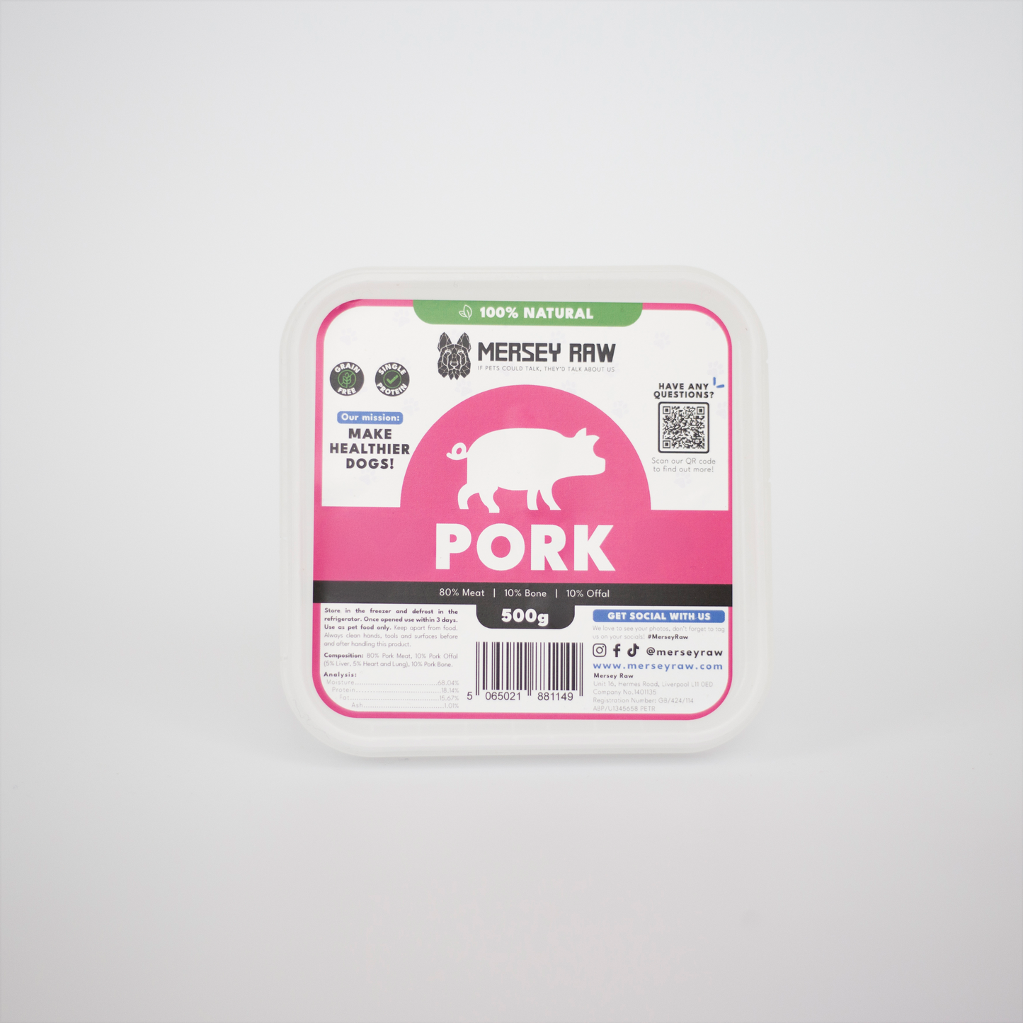 Mersey Raw Pork Complete 500g